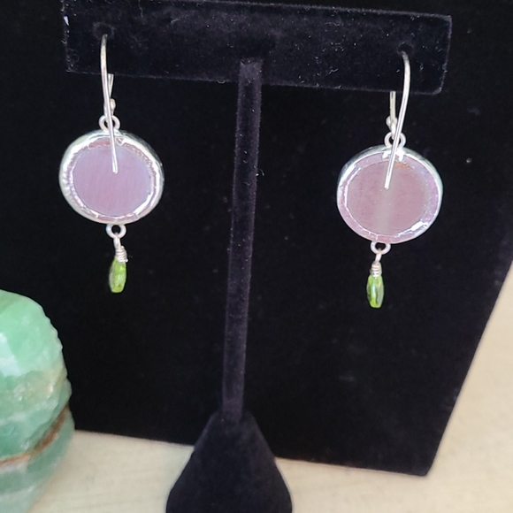 COPY - Artisan Silver and Tapestry Earrimgs with peridot - Picture 4 of 10